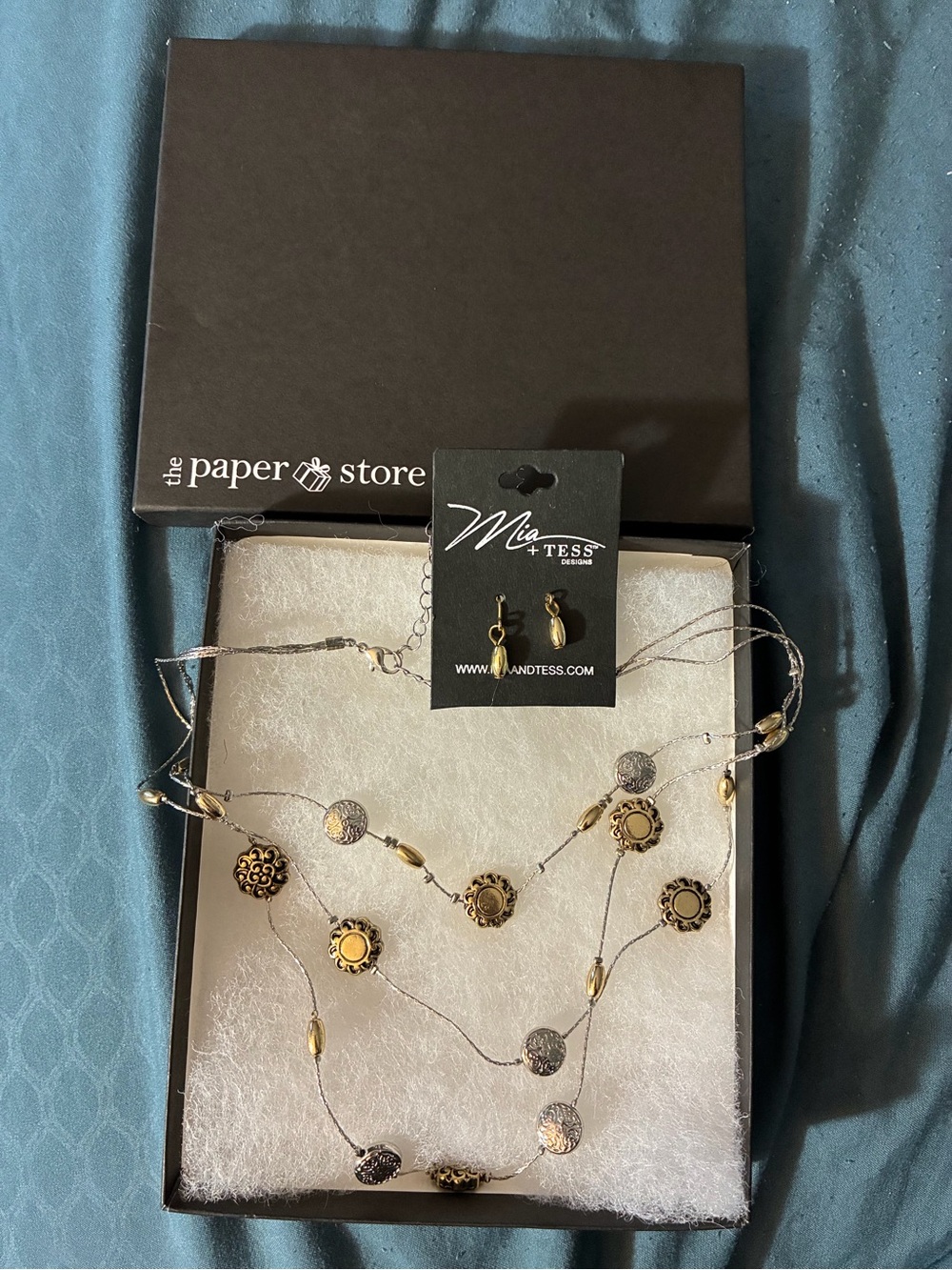 Mia + Tess Two-Tone Floral Multi-Layer Necklace - Gold & Silver